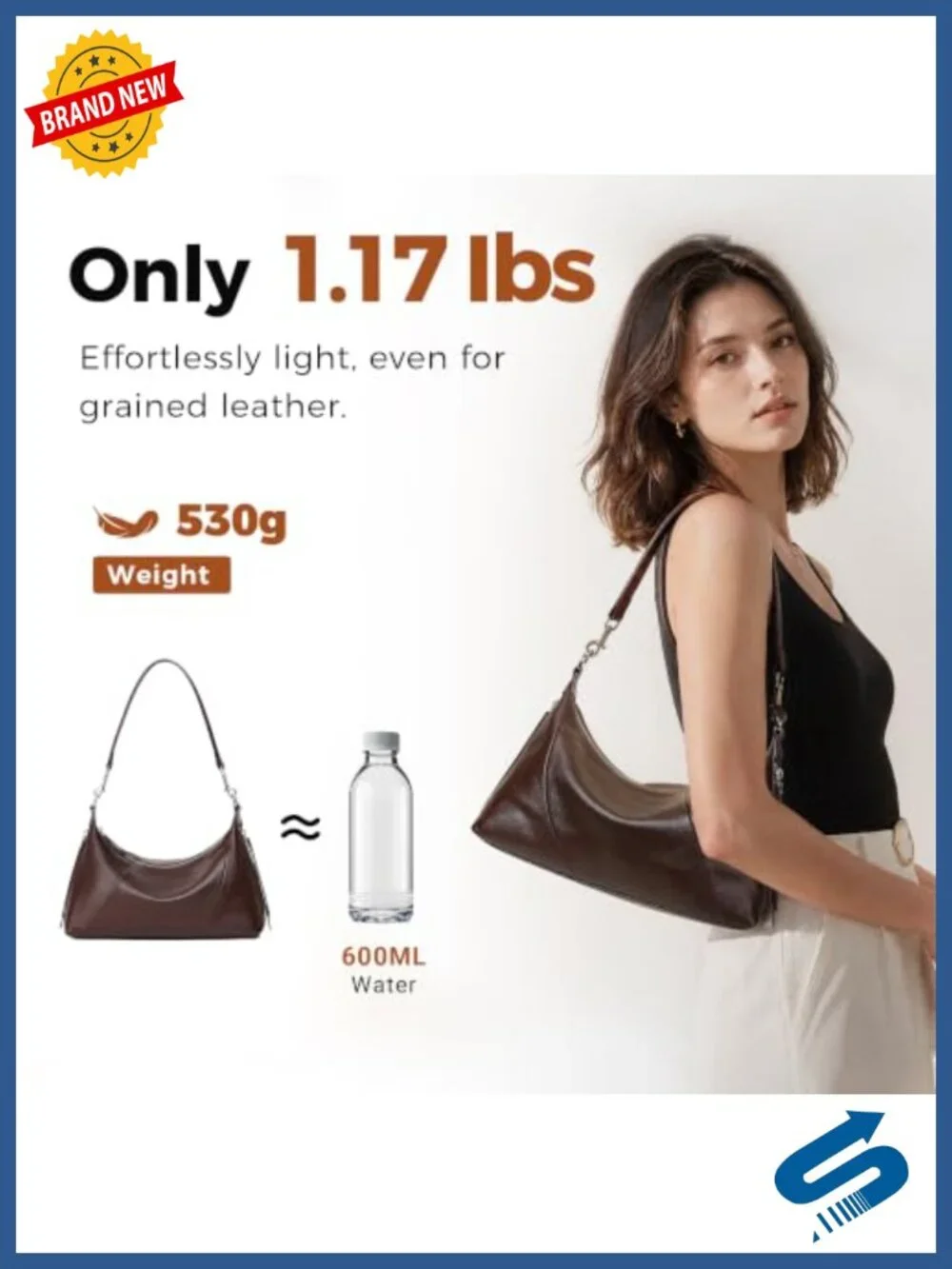 Genuine Leather Hobo Bag, Minimalist Shoulder & Crossbody Bag